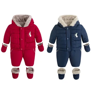 

2020 Baby Girls Clothes Newborn Winter Thick Rompers Infant Long Sleeve Costume Coat Plus Velvet Toddler Romper 3-12 Monthes