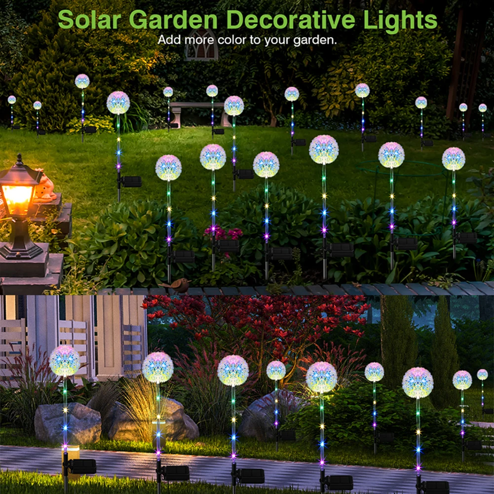 1/2pcs LED Solar Light Dandelion Flower Ball Outdoor Waterproof Garden Street Lawn Stakes Fairy Lamps String Yard Art Decoration