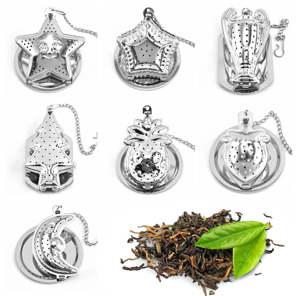1Pc Creative Star Moon Tree Shaped Tea Infuser Stainless Steel Reusable Metal Tea Bag Filter Tea Strainer with Handle