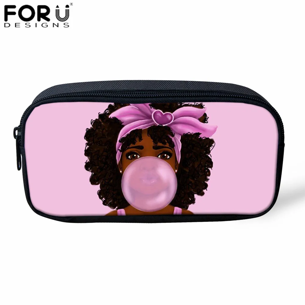 FORUDESIGNS/африканская женская сумка для макияжа для женщин-подростков, сумка-карандаш, классная черная, с принтом королевы, школьные принадлежности для девочек