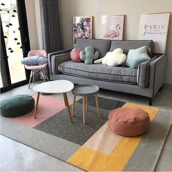 

Nordic Japanese Style Modern Carpets For Living Room Bedroom Geometric Bedside Carpet Kids Room Pink Rugs For Bedroom Floor Hall