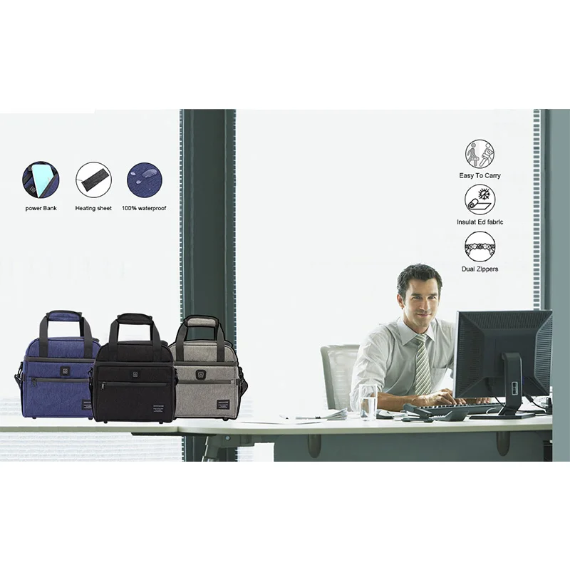 DENUONISS изолированная сумка, креативный дизайн с USB подогревом, Брезентовая сумка для обеда для мужчин/женщин, водонепроницаемая Большая вместительная Термосумка для еды