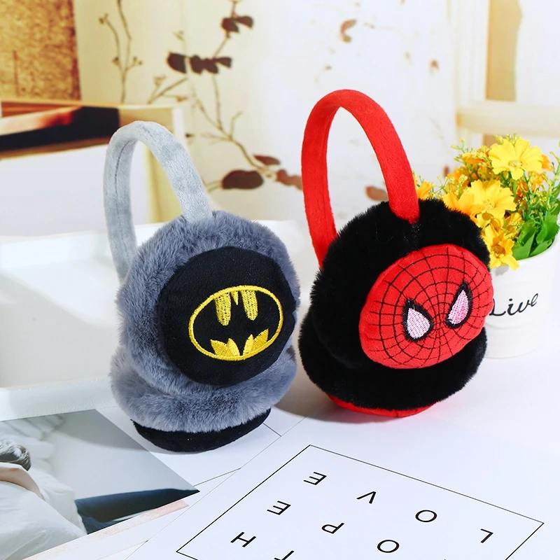 Cute Fur Children's Headphone Superhero Boy Girl Spiderman Batman Winter Earmuffs Thicken Cover Ears Kids Ear Muffs Headband