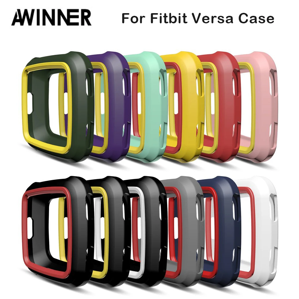 

AWINNER Colorful Soft TPU Cover Cases For Fitbit Versa Full Screen Protector Silicone Case For Fitbit Versa Smartwatch Case