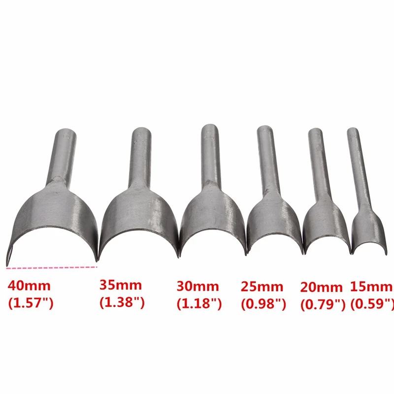 Leather Craft Tools Half Round V Shaped Cutter Punch Leather Handmade Craft Tools Punching Hand 6Pcs/set 15mm-40mm