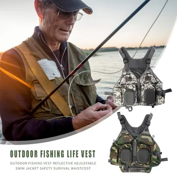 

Adjustable Outdoor Fishing Vest Breathable Night Reflective Strip Jacket Fishing High Buoyancy Foam Survival Vests
