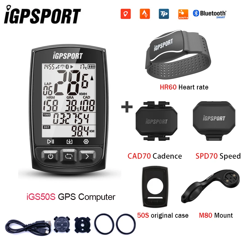 iGPSPORT IGS50S ANT+ Bluetooth 5.0 Heart Rate Monitor Bike GPS Cycling