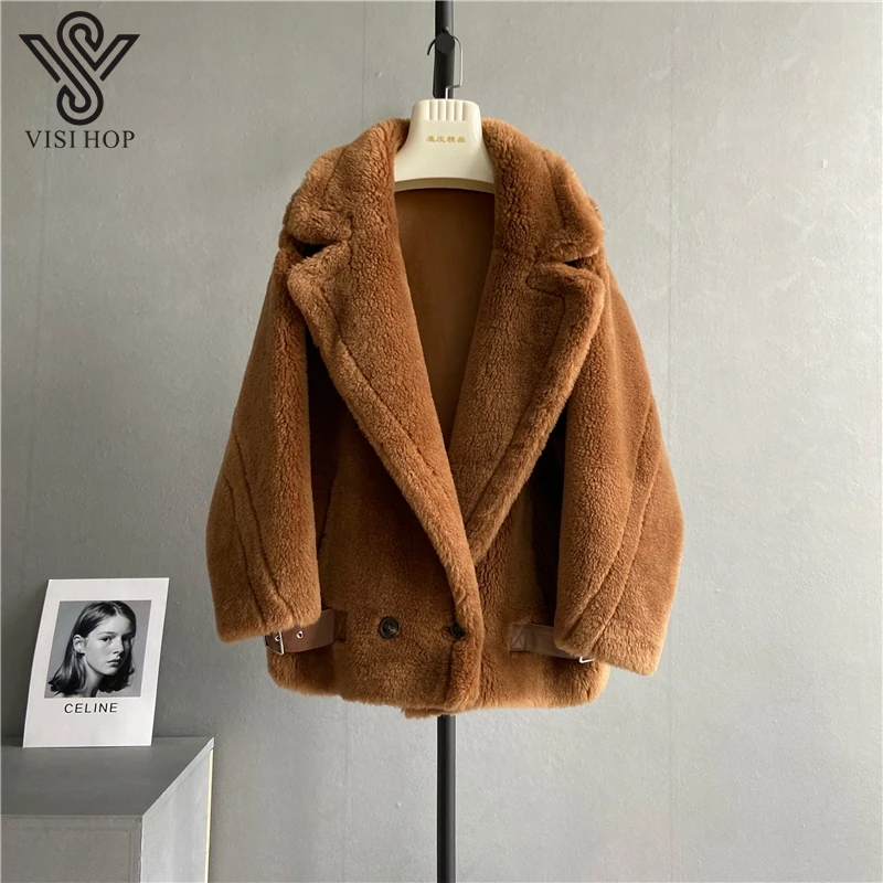 long puffer coat VS5501 Street Thicken Outerwear Women Cashmere Jacket Real Wool Alpaca Plaszcz Max Teddy Bear Coat black puffer coat womens