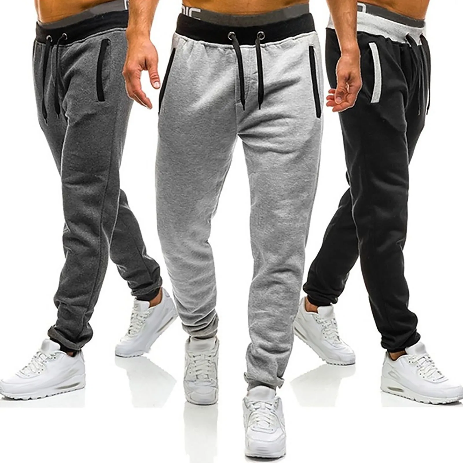 Pantalones informales de deporte para hombre, ropa deportiva, pantalones negros, de jogging|Pantalones informales| - AliExpress
