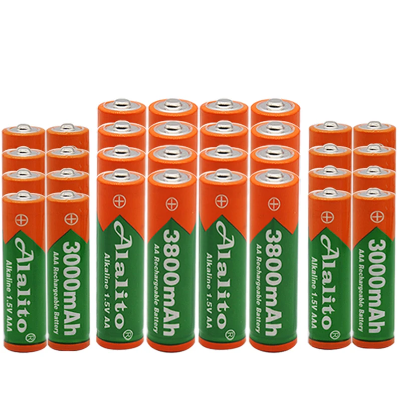 Alalito 1 5 V AAA 3000mAh Щелочная аккумуляторная батарея + 3800 mAh AA щелочная для Светодиодный