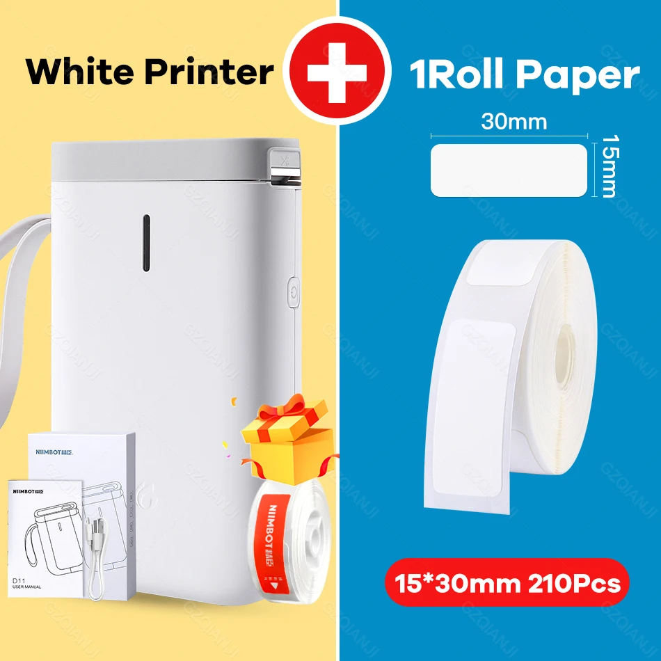 pocket printers Niimbot D11 Label Sticker Printer Mini Wireless Machine with Transpatent Label Sticker Paper Replacement Paper roll Color White mini printer cheap Printers