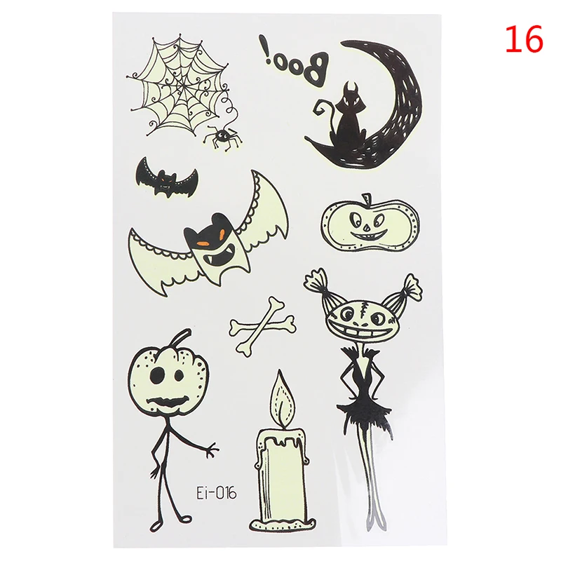 1 лист Хэллоуин Светящиеся Татуировки Призрак для детей поддельные татуировки ведьма Светящиеся в темноте водонепроницаемые временные татуировки наклейки