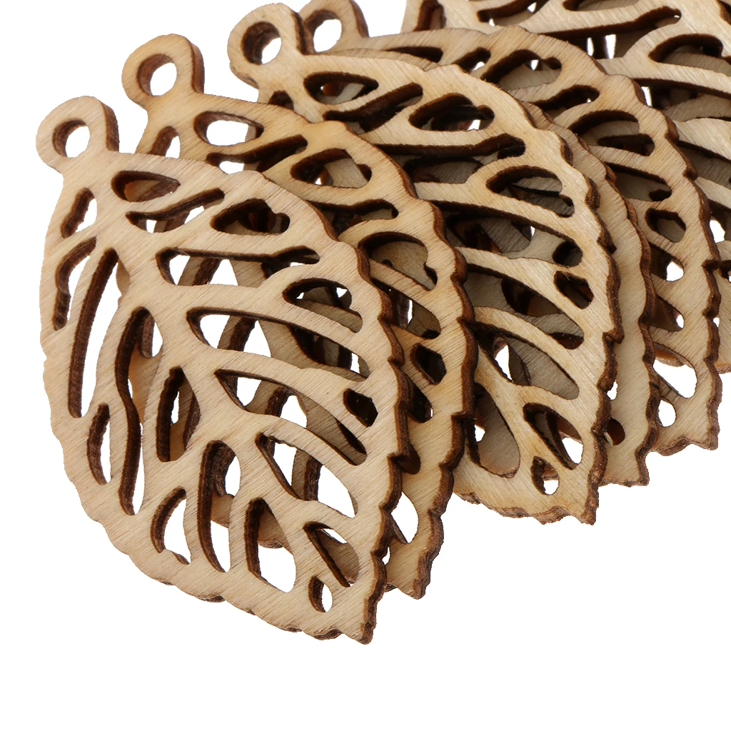 10Pcs Unfinished Wooden Pendants For DIY Earrings Necklace Jewelry