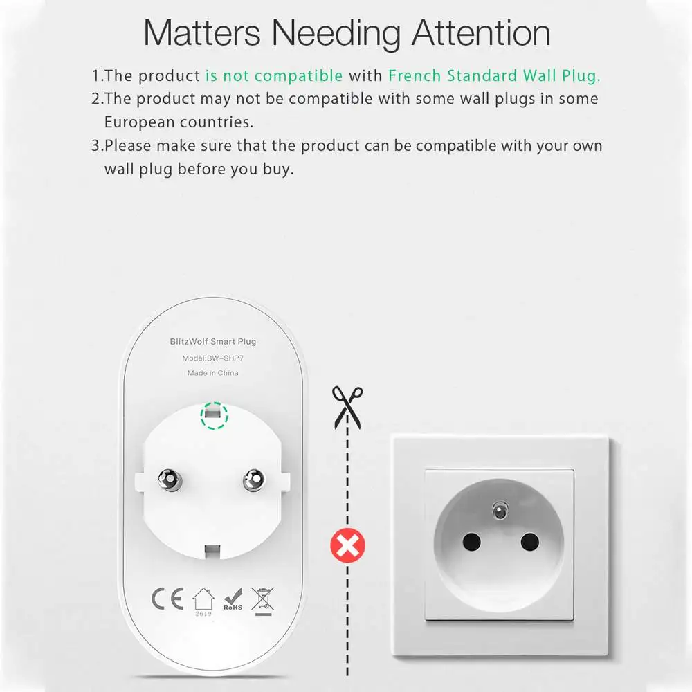  BlitzWolf BW-SHP7 16A 2 IN 1 Dual EU Plug Smart WIFI Socket Switch Remote Control Switch Timer Work - 4000210681347