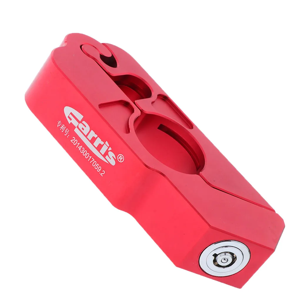 Handlebar Lock Motorcycle Scooter Grip Brake Lever Anti Theft Security Lock with 2 Keys Universal Red