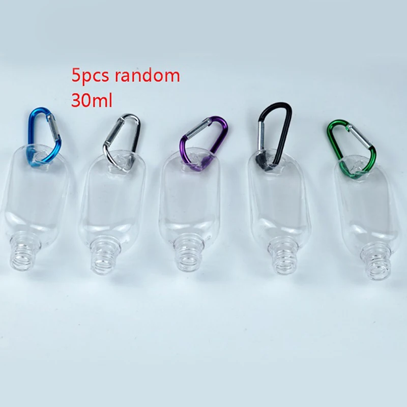 

5Pcs/lot 30ML Travel Portable Clear Bottles with Keychain Containers Empty Refillable Skin Care Liquid Hand Sanitizer Container