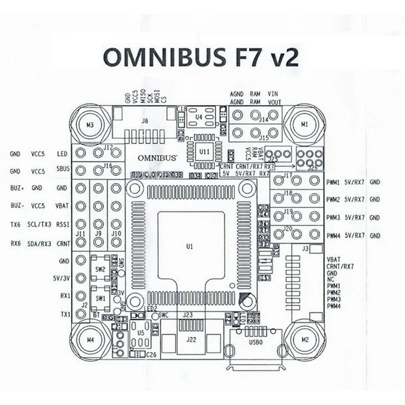 F7 V2 Контроллер полета STM32 F745 MCU 2-4S Встроенный OSD двойной гироскоп 30,5x30,5 мм для 180-250 гоночного FPV дрона