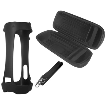 

NEW-2 Set EVA Hard Case for JBL Pulse 4 Speaker Carry Storage Case Bag(Black) and Silicone Case Cover