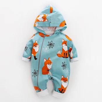 

Long Sleeve Clothing Autumn Baby Girl Boy Hoodie Romper Infant Animal Cartoon Jumpsuit Newborn Outfits