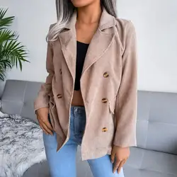 Elegante escritório senhora blazer cor sólida turndown collar outono inverno botões lapela ternos casaco para uso diário feminino