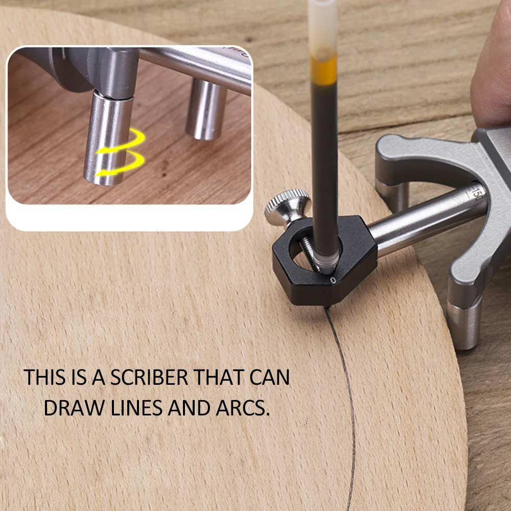 

Woodworking Dual-purpose Drawing Line Square Mark Carpenter Straight Line Arc Curve Scriber Parallel Marking Cutting Gauge