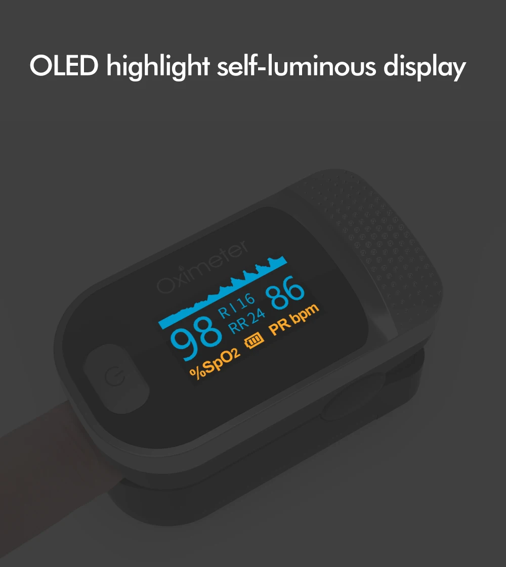 KIUZOU Finger Pulse Oximeter SPO2 PR PI RR Blood Oxygen
