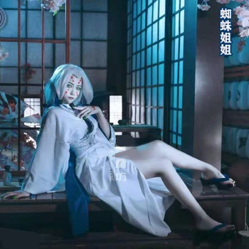 

Anime Demon Slayer: Kimetsu no Yaiba Spider Sister Rui Kimono Women Cosplay Costume Dress Belt Accessory