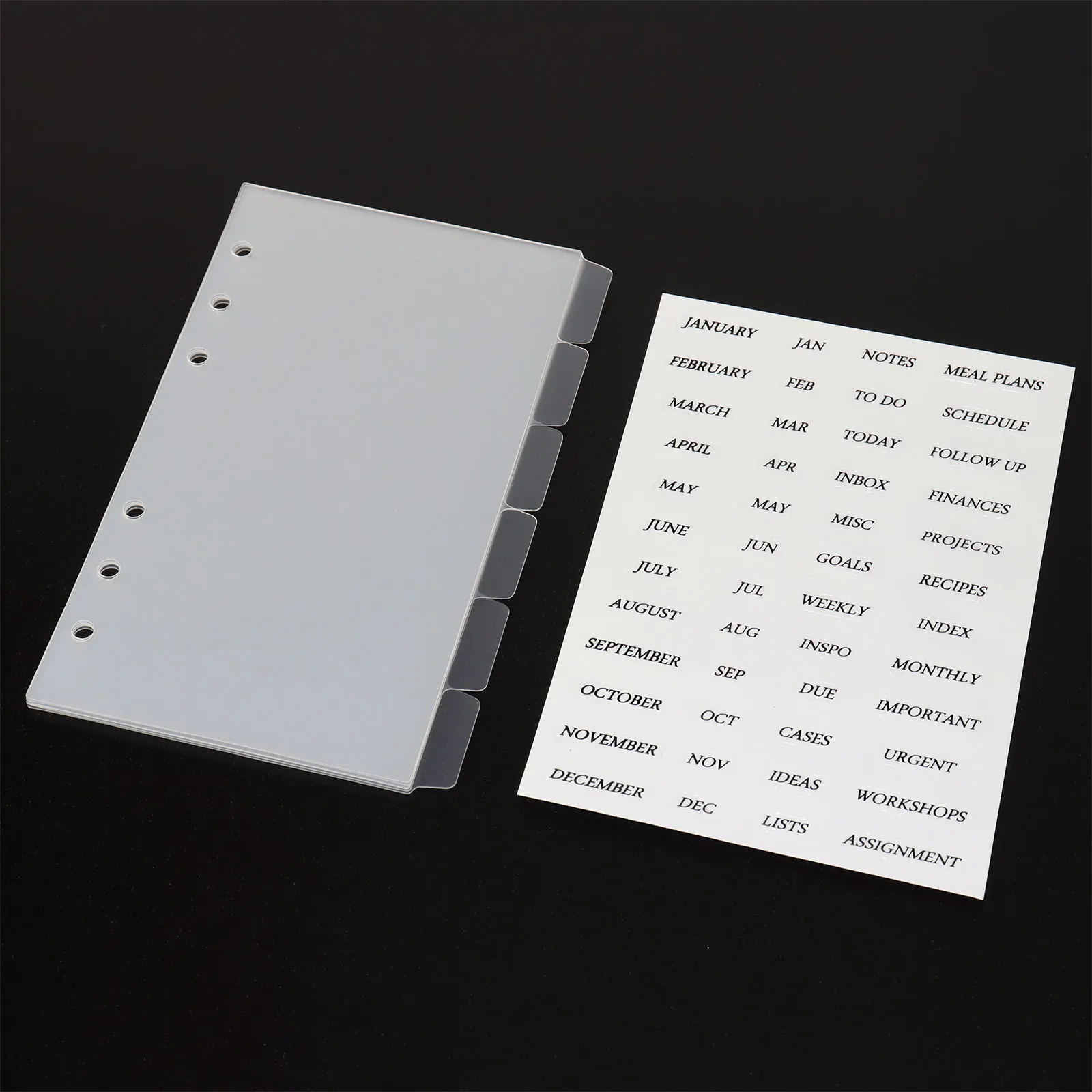 Transparent A6 Clear Dividers Loose Leaf Spiral Notebook A6 6 Ring Binder Divider Index Tab Planner Divider Pages