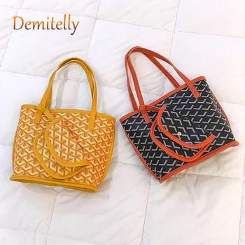 

Dog teeth pattern new ladies handbag fashion wild PU leather shoulder bag luxury design women large capacity bucket bag
