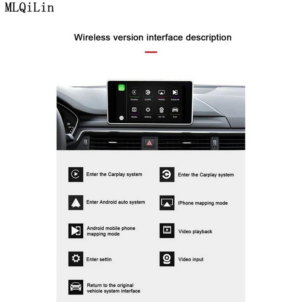 2020 Wireless Apple CarPlay for Audi A1 A3 A4 A5 A6 A7 A8 Q2 Q3 Q5 Q7 MMI Car Play Android Auto Mirror Reverse Camera