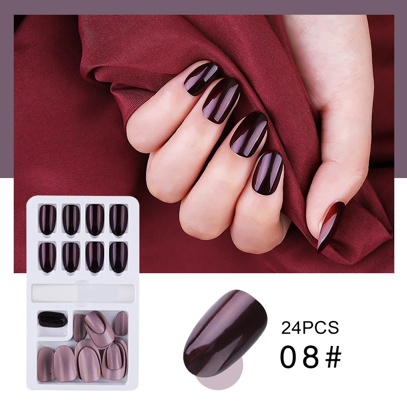 24pcs--08 Накладные ногти с полным покрытием, 24/30 шт, 28 стилей, Готовые накладные ногти, искусственные ногти, украшения для женщин, сделай сам, инструменты для дизайна ногтей - Цвет: 24pcs--08