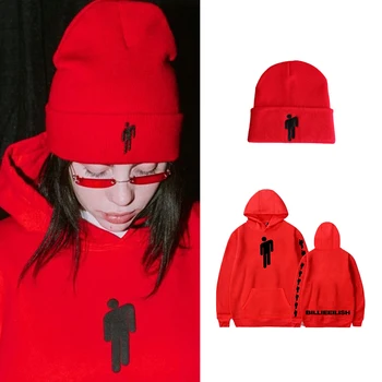 

Billie Eilish women&men hoodies streetwear girl red clothes harajuku shirt beanies hat+ sweatshirts hoody coats Top hat bad guy