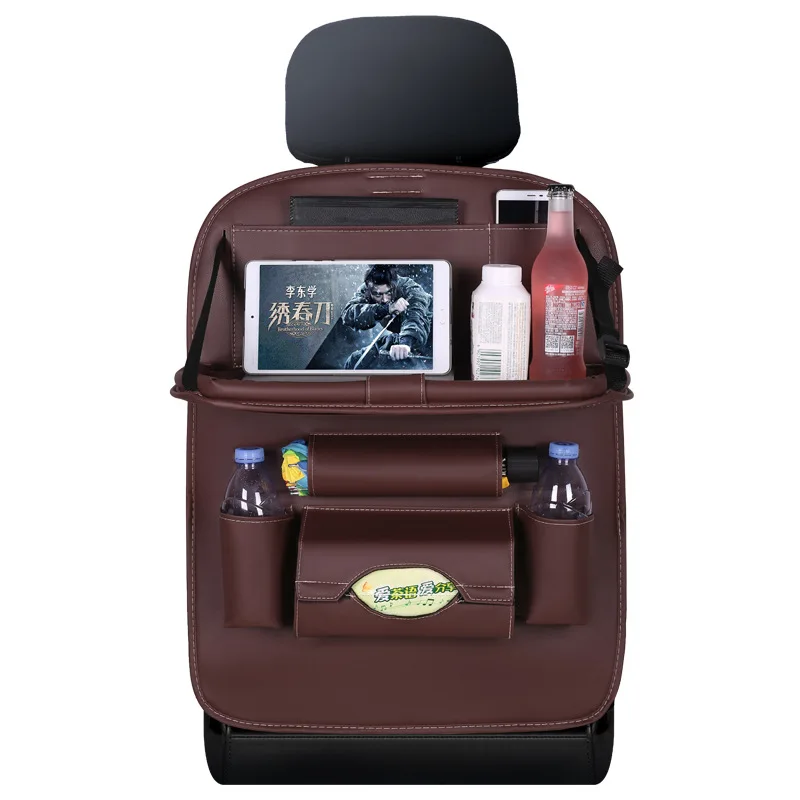 

Multi-Pocket Leather Car Storage Back Seat Organizer Holder Dine Table Convenient Waterproof Travel Bag Stowing Tidying