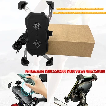 

For Kawasaki Z900 Z750 Z800 Z1000 Versys Ninja 250 300 Motorcycle Phone holder 12V-24V 15W Wireless Smart Charger Bracket QC3.0