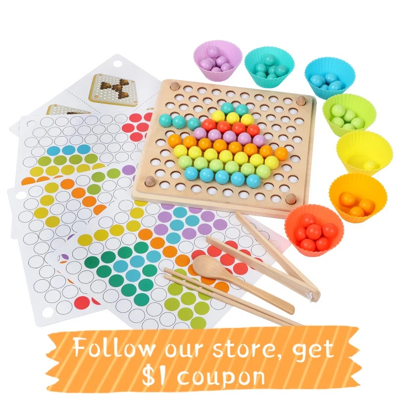 Montessori Educational Toys For Children Wooden Toys Hands Brain Training Clip Beads Puzzle Board Math Game Baby Toy Child Gifts