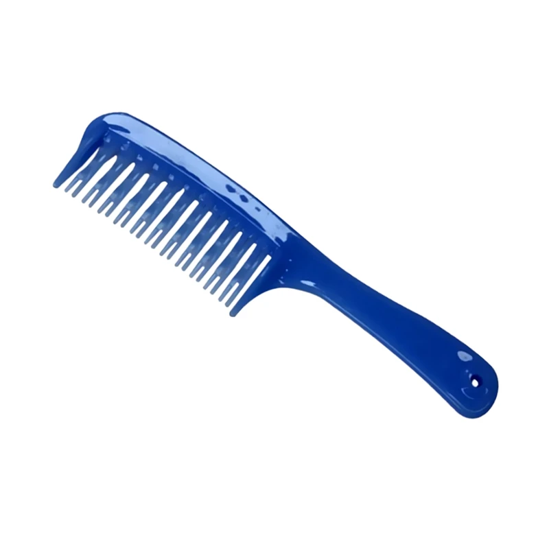 Синий двухрядный зубной детанглер волос гребень-шампунь гребень с ручкой для длинных вьющихся влажных волос