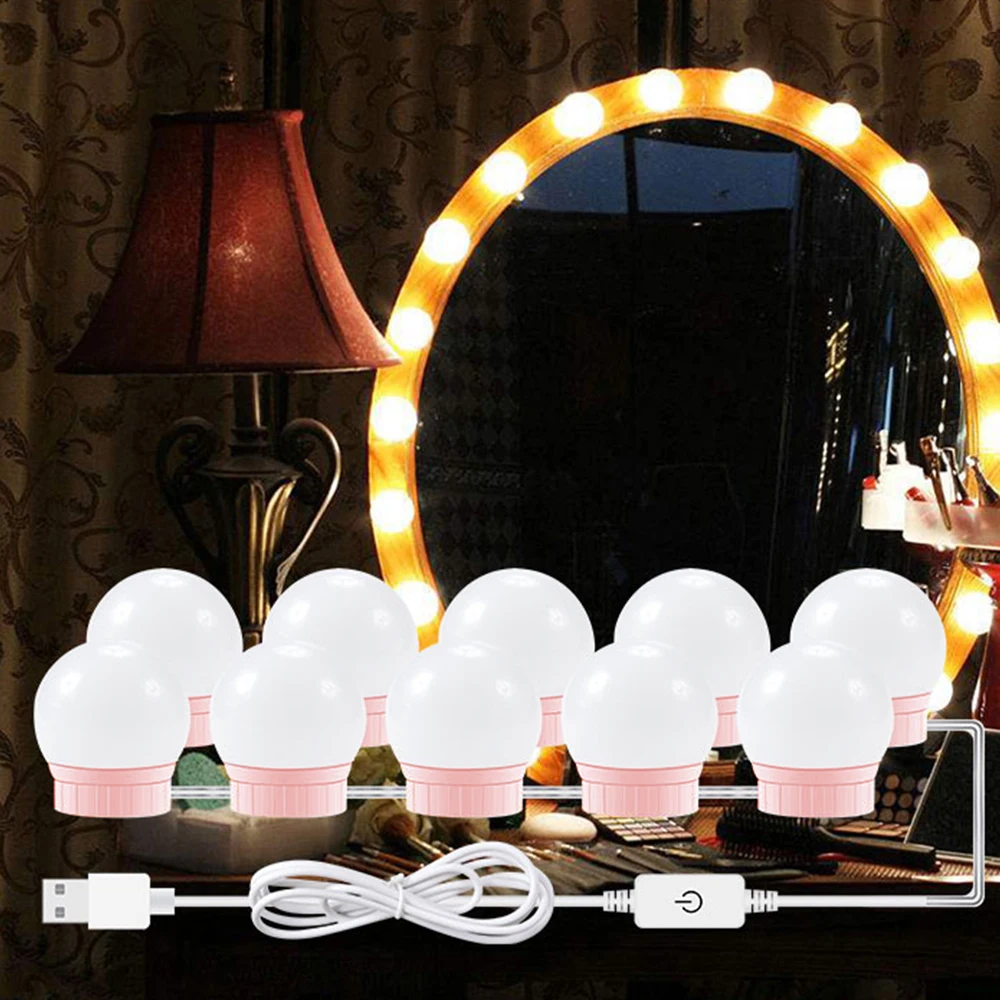 

LED Makeup Mirror Light Bulb Hollywood Vanity Light USB LED Wall Lamp Dimmable Dressing Table LED Mirror Lighting 6 10 14pcs