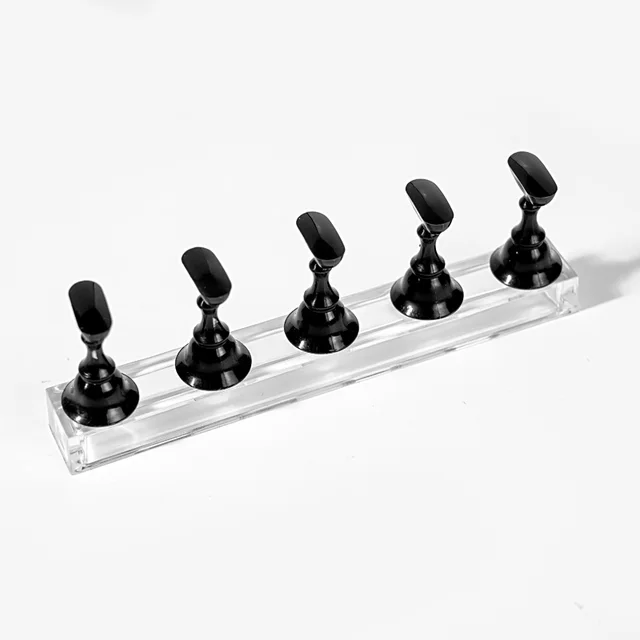 Multi-color 5Pcs Magnet Magnetic Nail Tip Display Work Stand Set 10.5X7X1.5cm 5Pcs Press On Nail Tool Nail Art Practice Holder Black