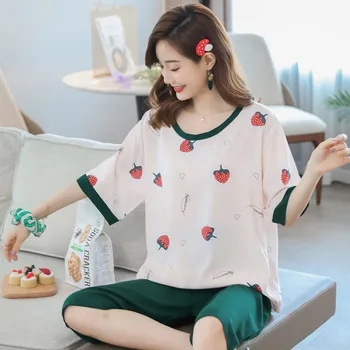 

Home Suit Avocado Pajamas for Women Cotton Pijama Verano Mujer Sleepwear Set Pigiama Donna Women's Home Clothes Pair of Pajamas