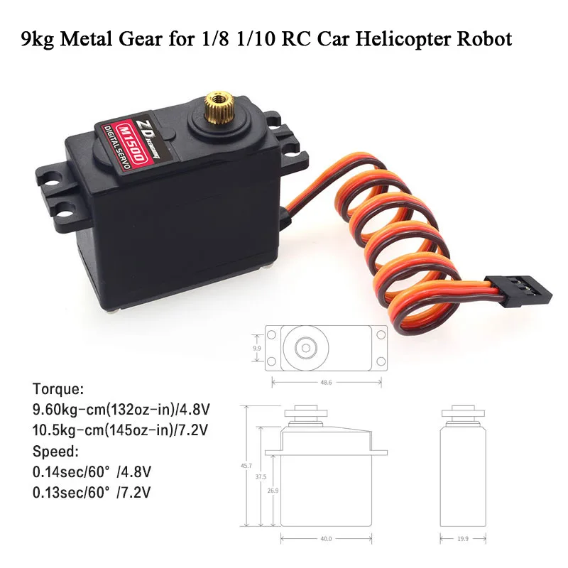Металлическая шестерня 9 кг Стандартный сервопривод для 1/8 1/10 RC автомобиля Redcat