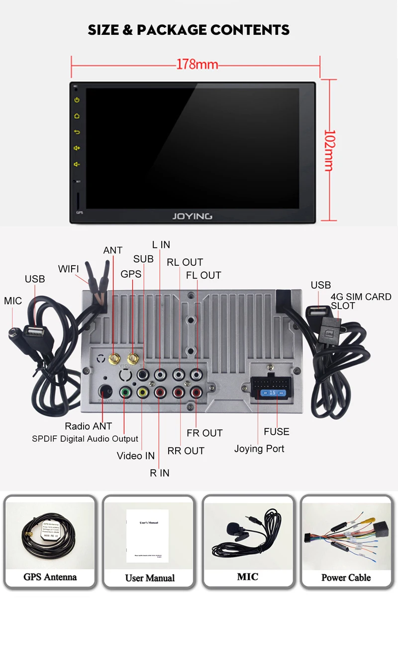 Perfect COIKA 7" Octa Core Android 8.1 System 4+64G RAM Car Multimedia Player Radio GPS Navi Stereo Zlink Google WIFI DSP BT PIP 4G AUX 5