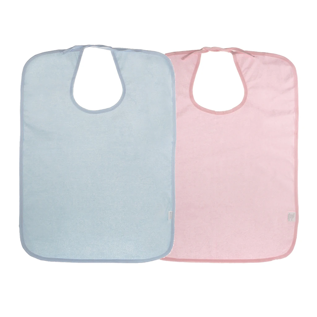 2pcs Washable Reusable Adult Disability Bib Mealtime Dining Cook Cloth Protector Aid Apron for Seniors Elderly Patients