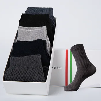 

1 Pairs / lot Bamboo Fiber Men's Socks Casual Solid Color Cotton Socks Business Antibacterial Breathable Men Sock Dropshipping