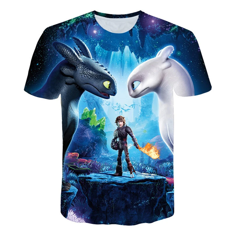HuoFengDing How to Train Your Dragon 3 White Dragon Tee Custom Cute T-Shirts for Baby Boy and Baby Girl Black