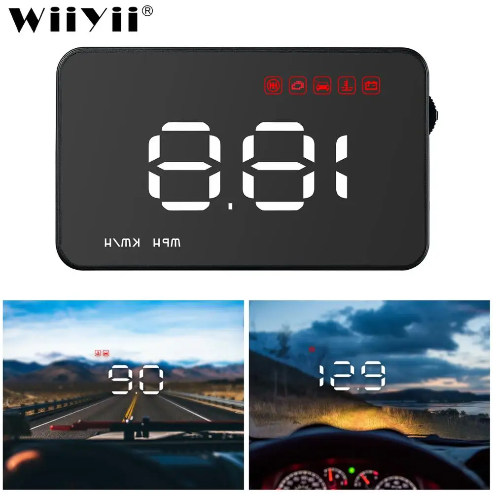 

WiiYii A1000 HUD OBD2 Heads Up Display Car Overspeed Warning System Speedmeter Projector Windshield Auto Electronic Speed Vol