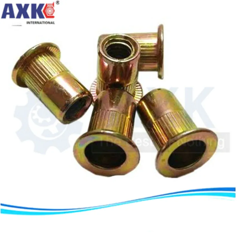 AXK M3 M4 M5 M6 M8 M10 оцинкованные гайки из углеродистой стали с накаткой Rivnut с плоской головкой заклепки с резьбой
