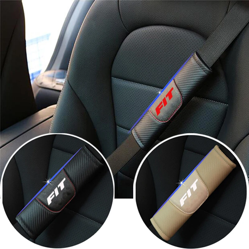 Кожаные автомобильные накладки для ремня безопасности Honda Fit из углеродного