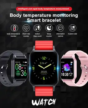 

T96 Smart Watch Themometer Body Temperature Monitor Heart Rate Sleep Monitor Wristband Multi-sport Modes Waterproof Smart Watch
