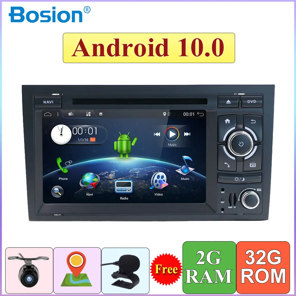 Четырехъядерный 2 Din для Audi A4 B6 B7 S4 RS4 SEAT Android 10 0 GPS Navi SWC Bluetooth Камера Canbus поддержка 4G