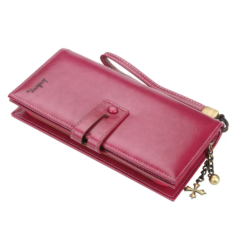 Длинные женские кошельки Высококачественная искусственная кожа женские кошельки Держатель для карт Модный женский кошелек на молнии брендовый кошелек для девочки - Цвет: rose